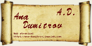Ana Dumitrov vizit kartica